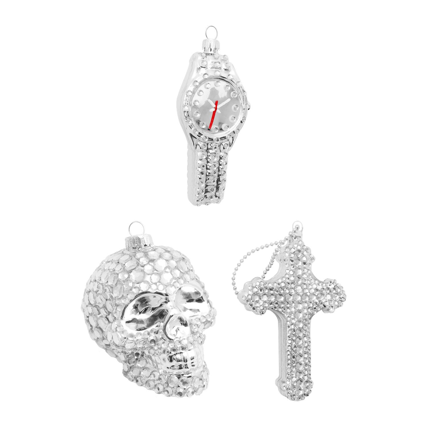 Baumschmuck Sub Culture Strasssteine Silberfarbig 9cm