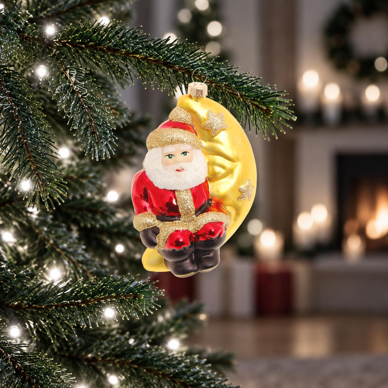 Baumschmuck Santa mit Mond Goldfarbig 12cm