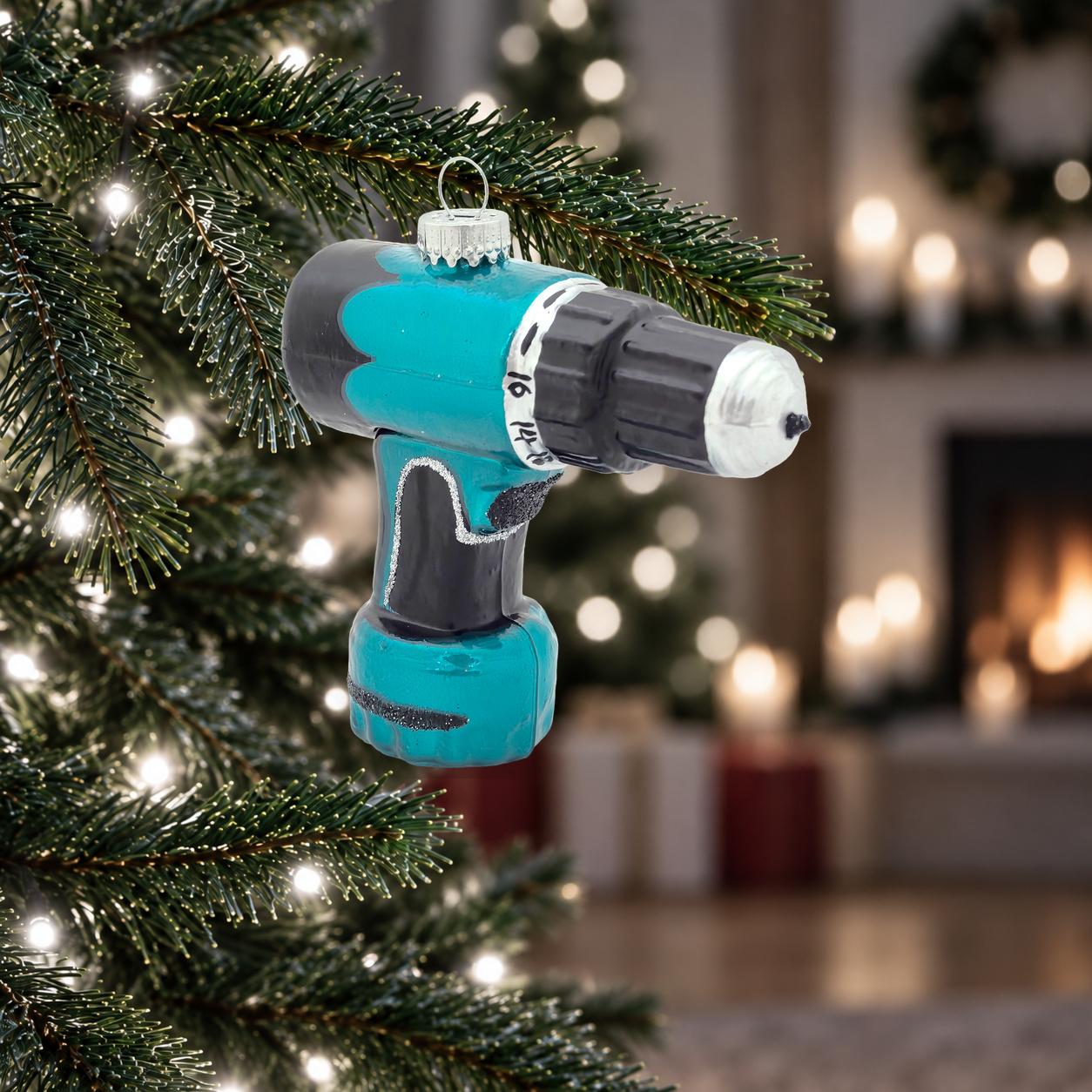 Baumschmuck Bohrmaschine Blau 12cm