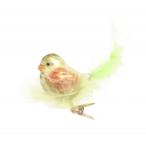 Baumschmuck Vogel mit Federnest Grn 6cm