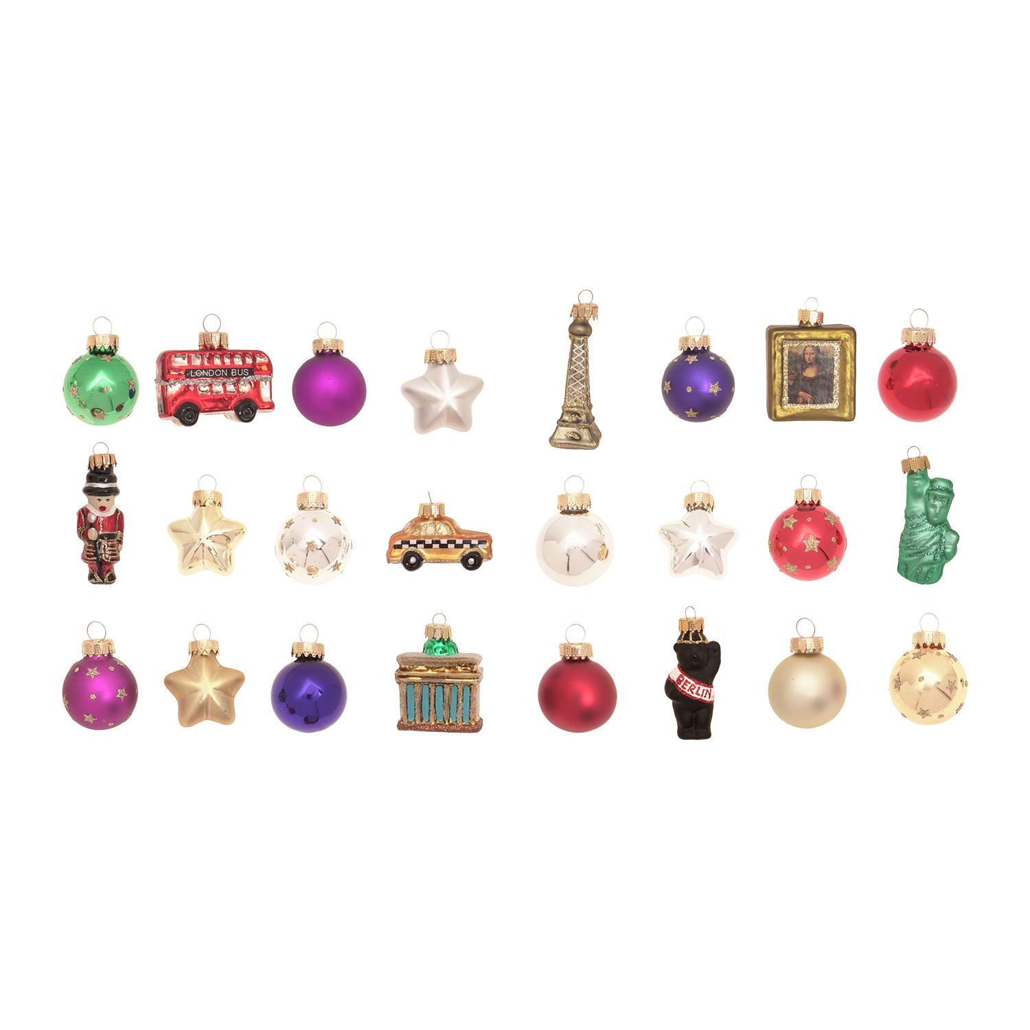 Baumschmuck 24 Tage um die Welt Mini-Set Mehrfarbig 4cm