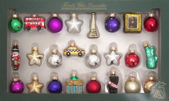 Baumschmuck 24 Tage um die Welt Mini-Set mehrfarbig 4cm