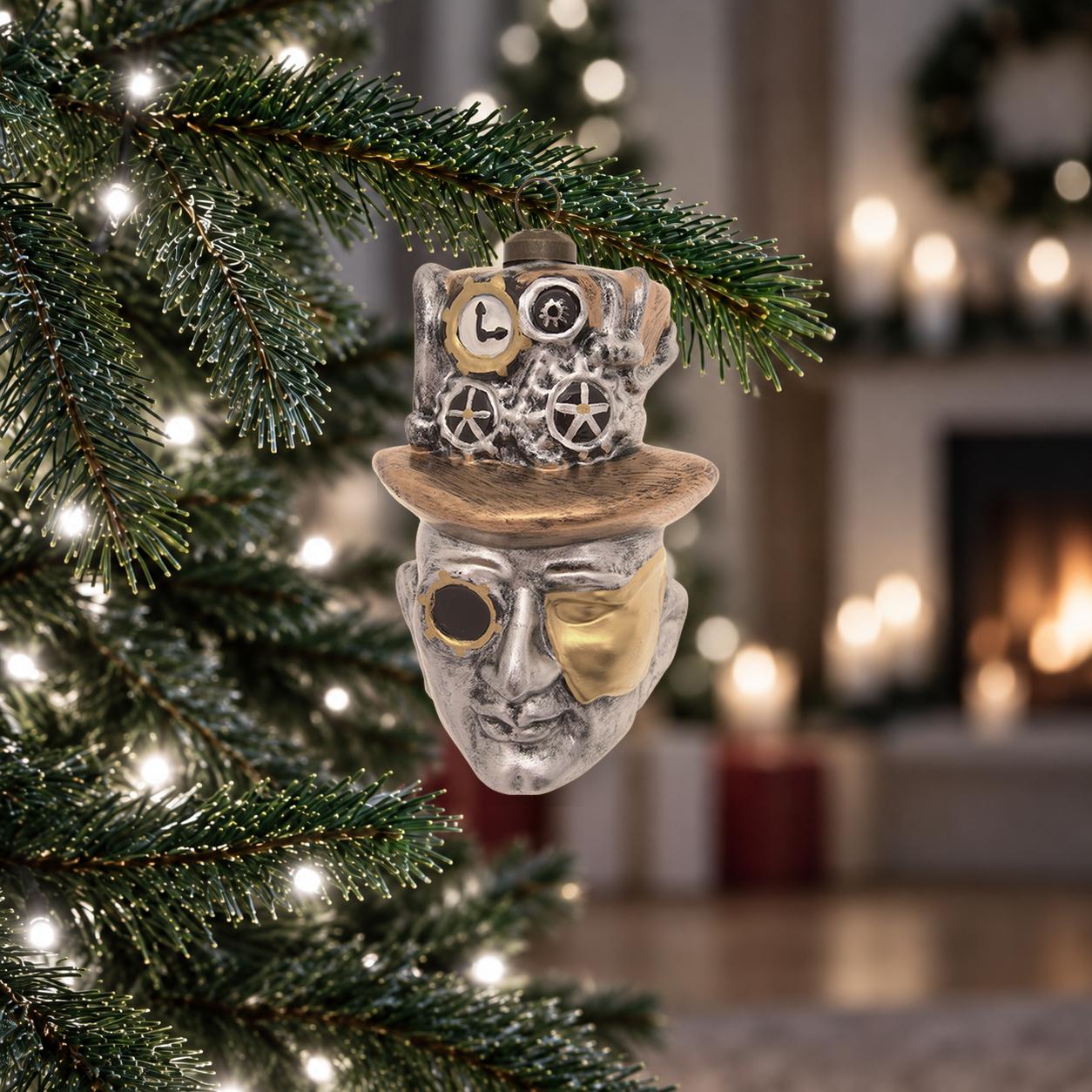 Baumschmuck Steampunk Kopf Silberfarbig 12cm