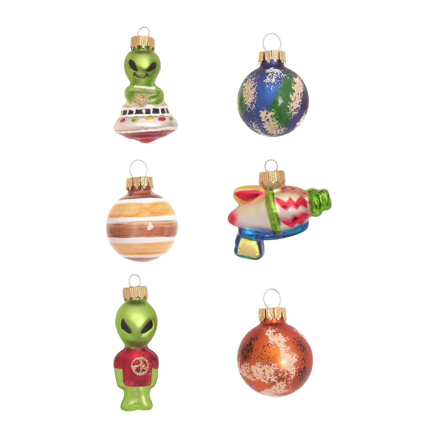 Baumschmuck Alien Mini-Set Mehrfarbig 6cm