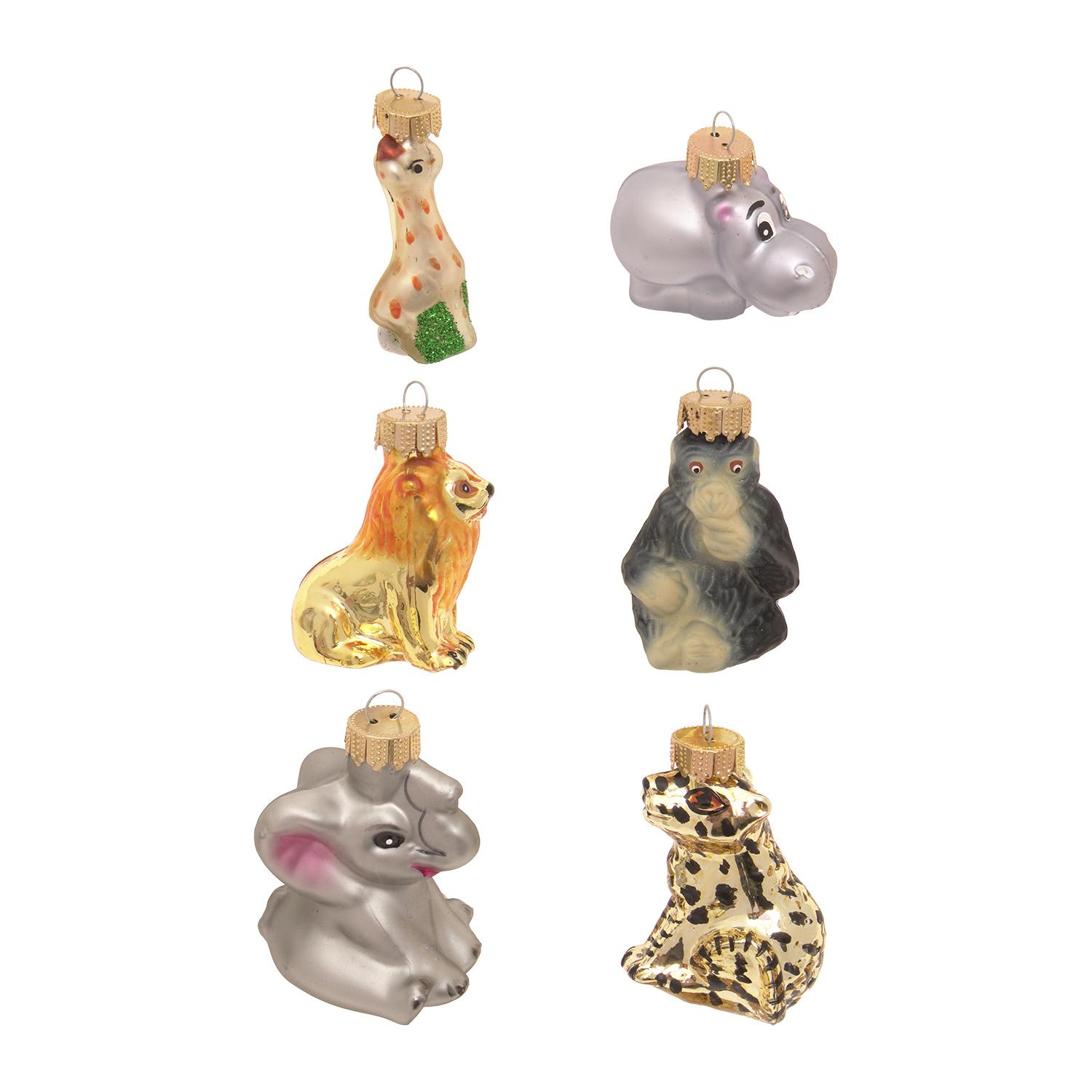 Baumschmuck Zoo Mini-Set Mehrfarbig 6cm