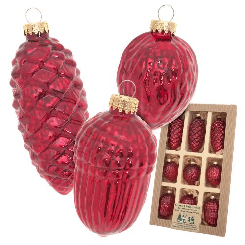 Baumschmuck Nsse und Zapfen Antik Rot 10cm