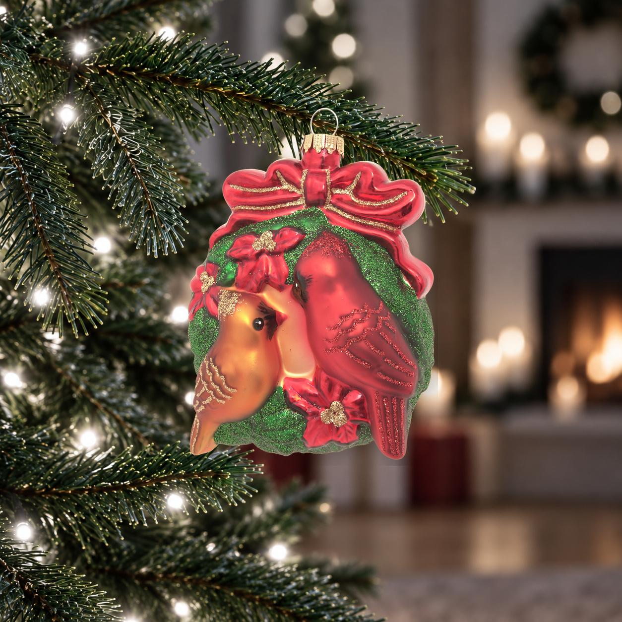 Baumschmuck Kardinalvogelp�rchen Rot 10cm