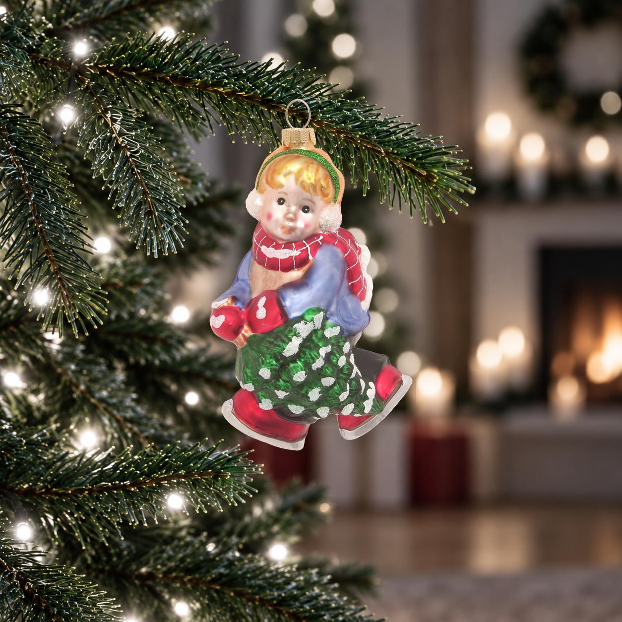 Baumschmuck Junge mit Baum Mehrfarbig 13cm