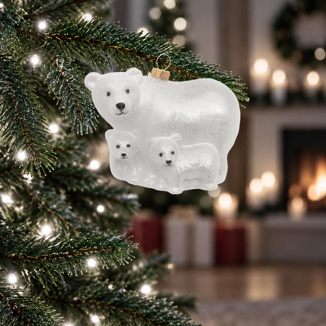 Baumschmuck Eisb�renfamilie Wei� 11cm