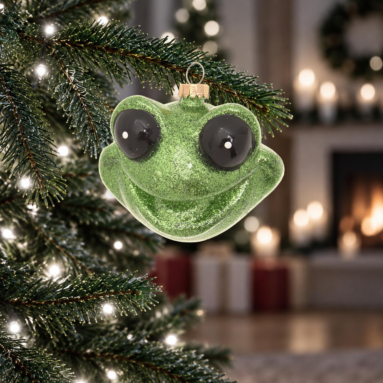 Baumschmuck Frosch-Kopf Gr�n 9cm