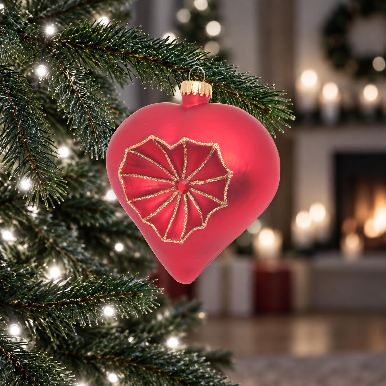 Baumschmuck Reflexherz Rot 10cm