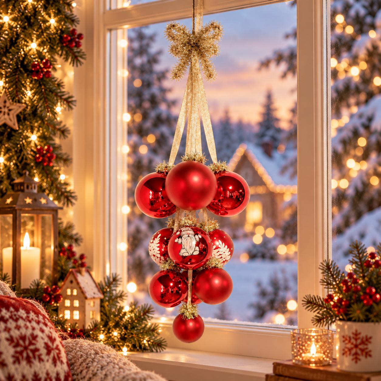 Weihnachtsdekoration Kugelgeh�nge Tanne und Gnome Rot 27cm