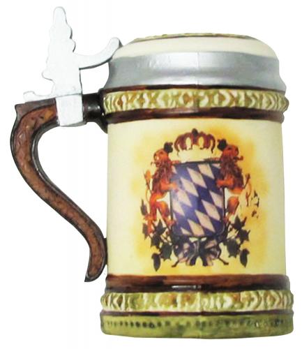 Beige/Braun 12cm Bierkrug Glasornament, mundgeblasen und handekoriert