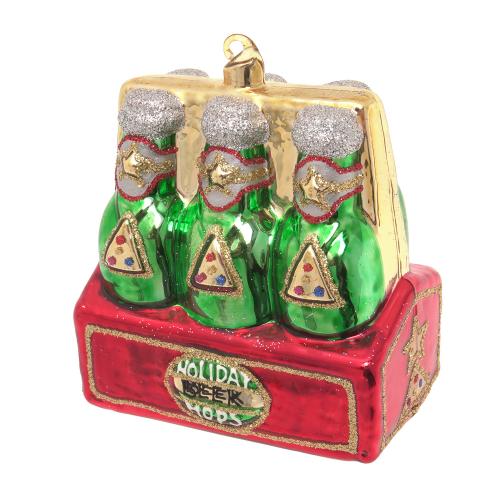 6-Pack-Bier 9cm, Glasornament, mundgeblasen, handdekoriert (1)