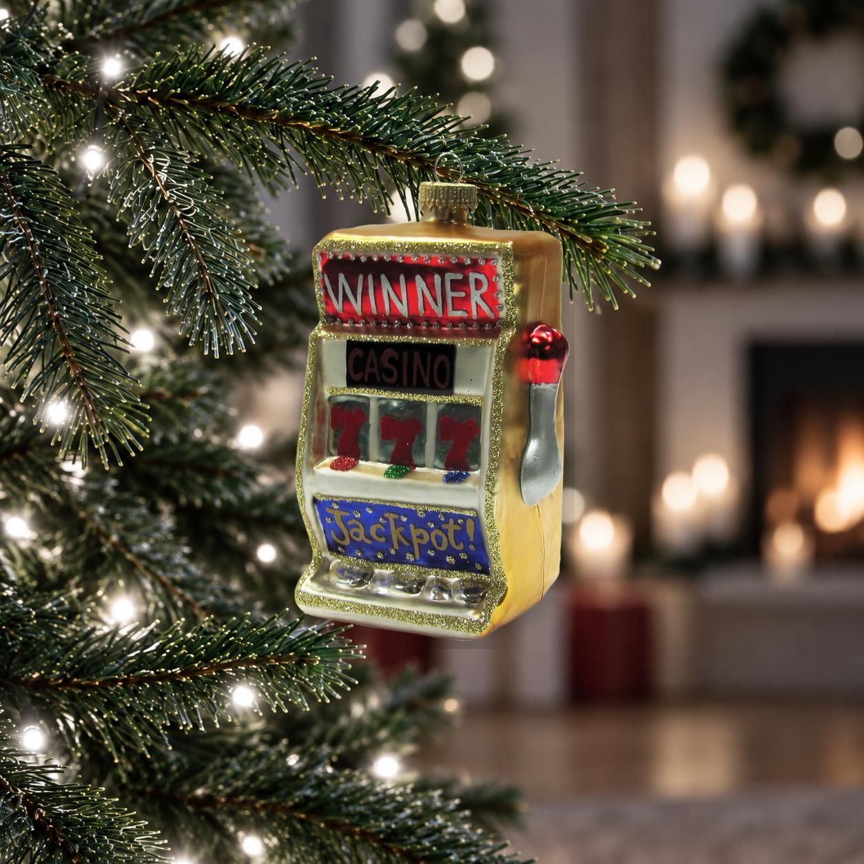 Baumschmuck Gl�ckspiel-Automat Goldfarbig 11cm