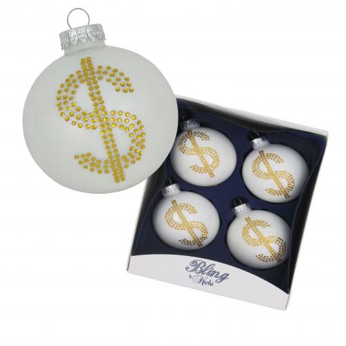 Weihnachtskugeln Strass USD Wei 8cm