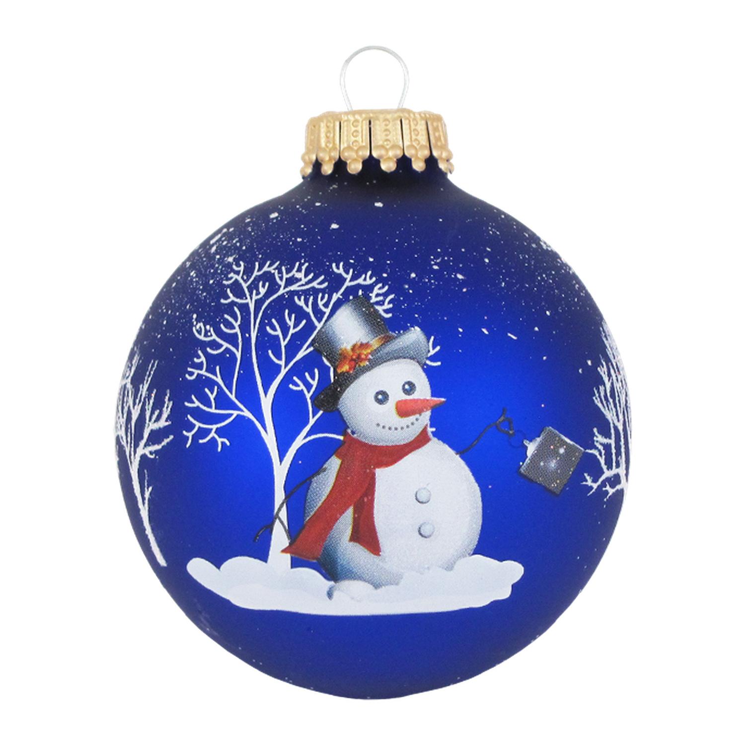 Weihnachtskugeln Schneemann Frosti Blau 7cm