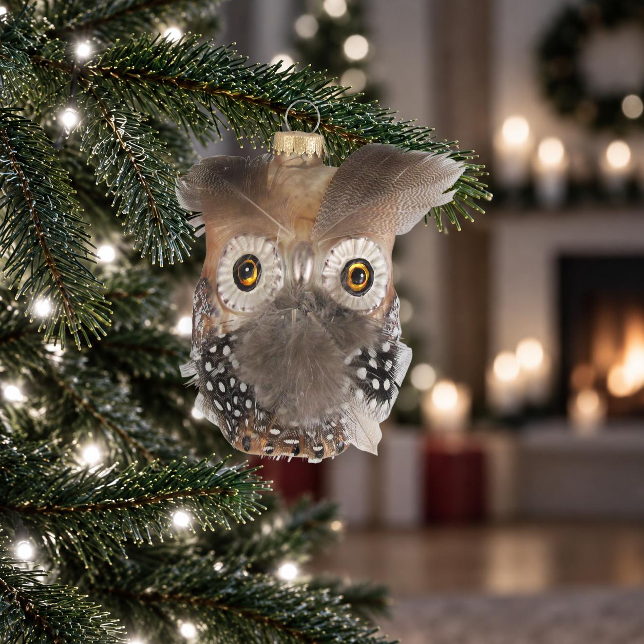 Baumschmuck Eule Smoky Braun 10cm
