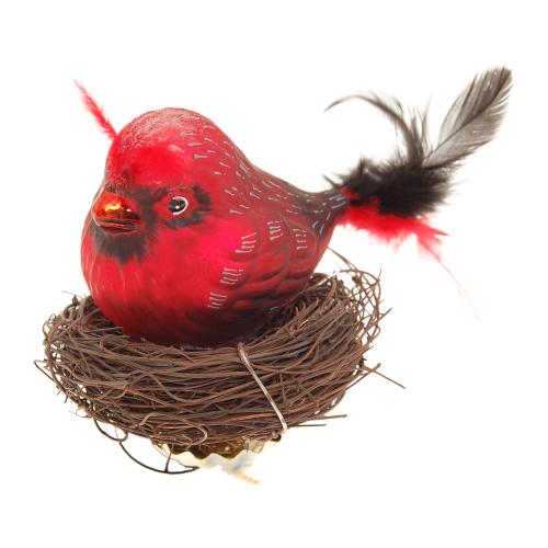 Baumschmuck Vogel im Nest Rot 10cm