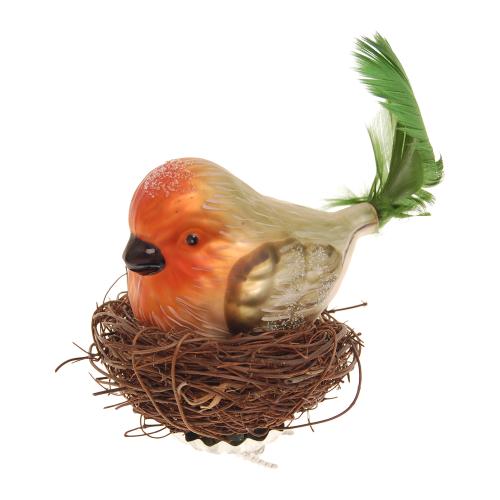 Baumschmuck Vogel im Nest Gr�n 10cm