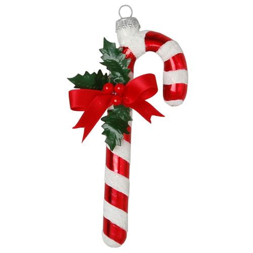 Baumschmuck Zuckerstange mit Schleife Rot 10cm