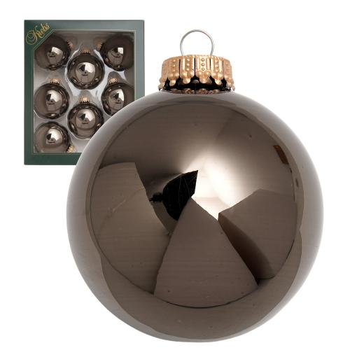 Weihnachtskugeln Uni Glanz Eisenerz Grau 7cm