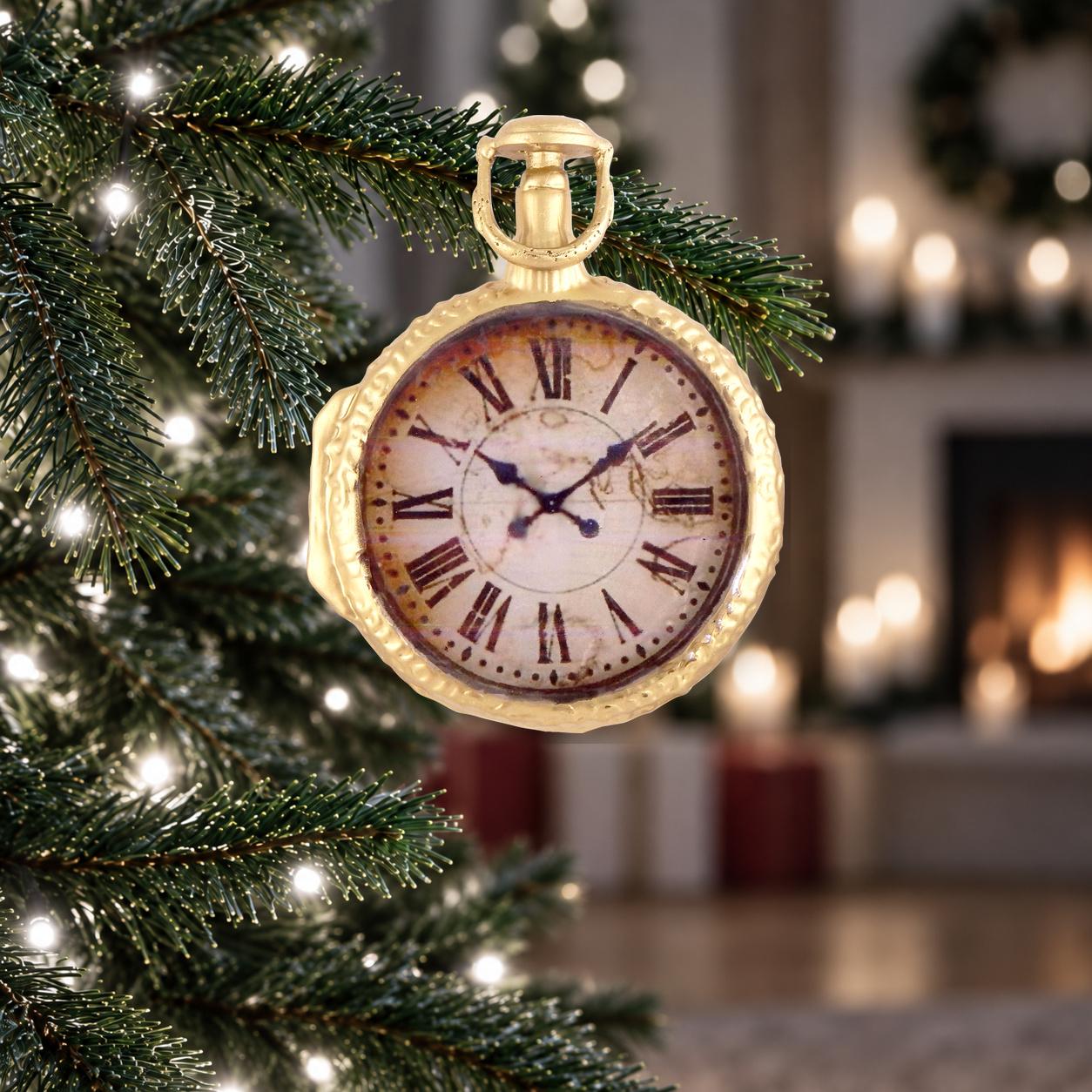 Baumschmuck Taschenuhr Braun 12cm