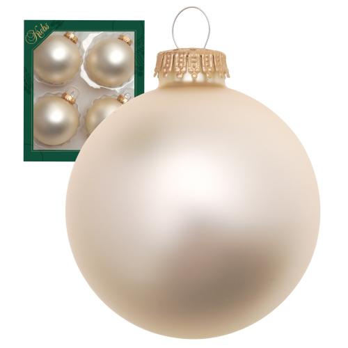 Weihnachtskugeln Uni-Design Satin Vanille Beige 8cm