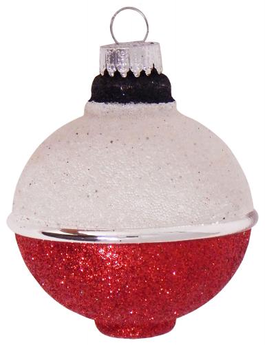 Rot/Weier 6cm Schwimmer zum Angeln, Glasornament, mundgeblasen und handekoriert