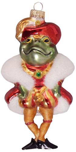 Frosch-Prinz 9cm, Glasornament, mundgeblasen und handekoriert
