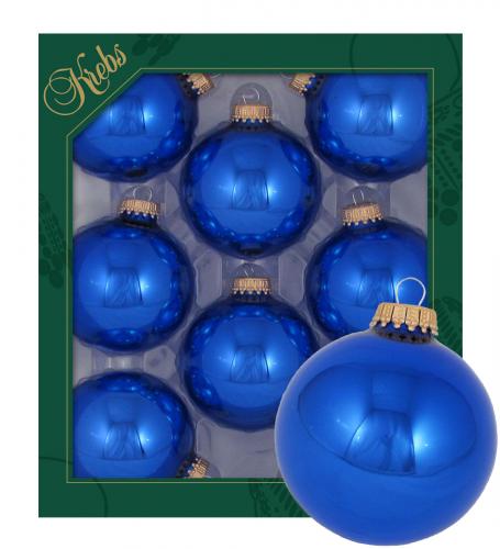 Weihnachtskugeln Uni-Design Glanz Victoria Blau 7cm