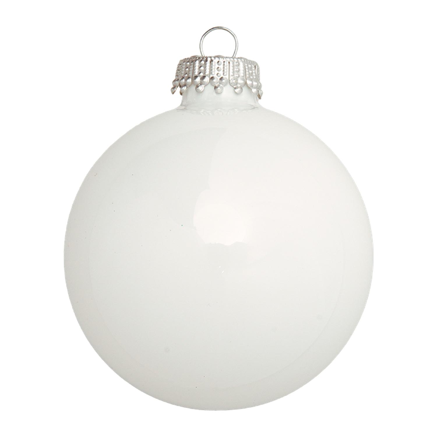 Weihnachtskugeln Uni-Design Glanz Silber Kr�nchen Wei� 7cm