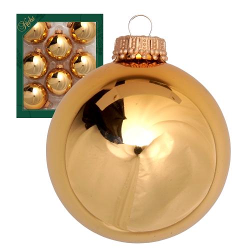 Weihnachtskugeln Uni-Design Glanz Azteken Goldfarbig 7cm