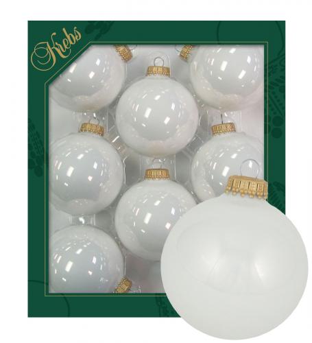 Weihnachtskugeln Uni-Design Glanz Gold Kr�nchen Wei� 7cm