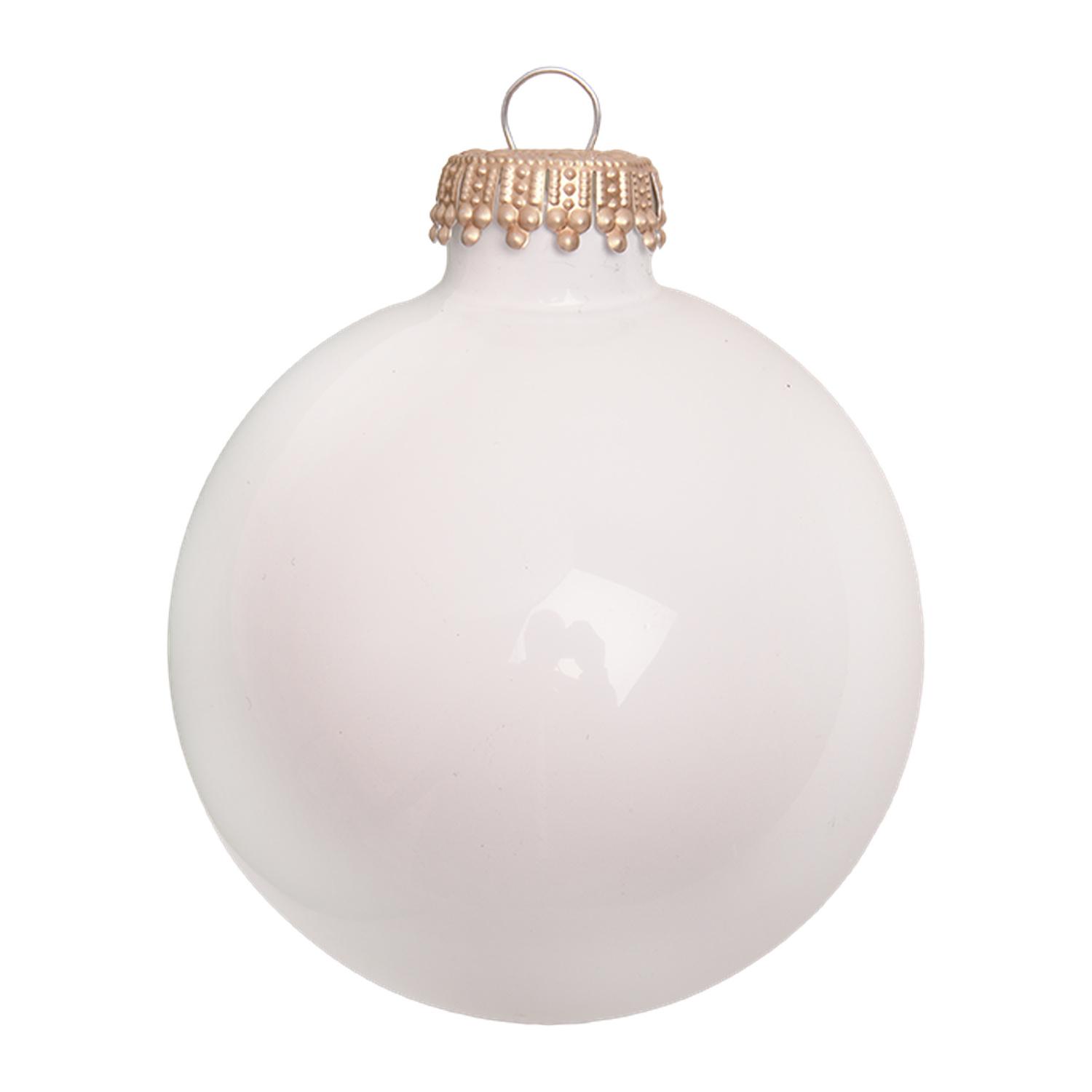 Weihnachtskugeln Uni-Design Glanz Gold Kr�nchen Wei� 7cm
