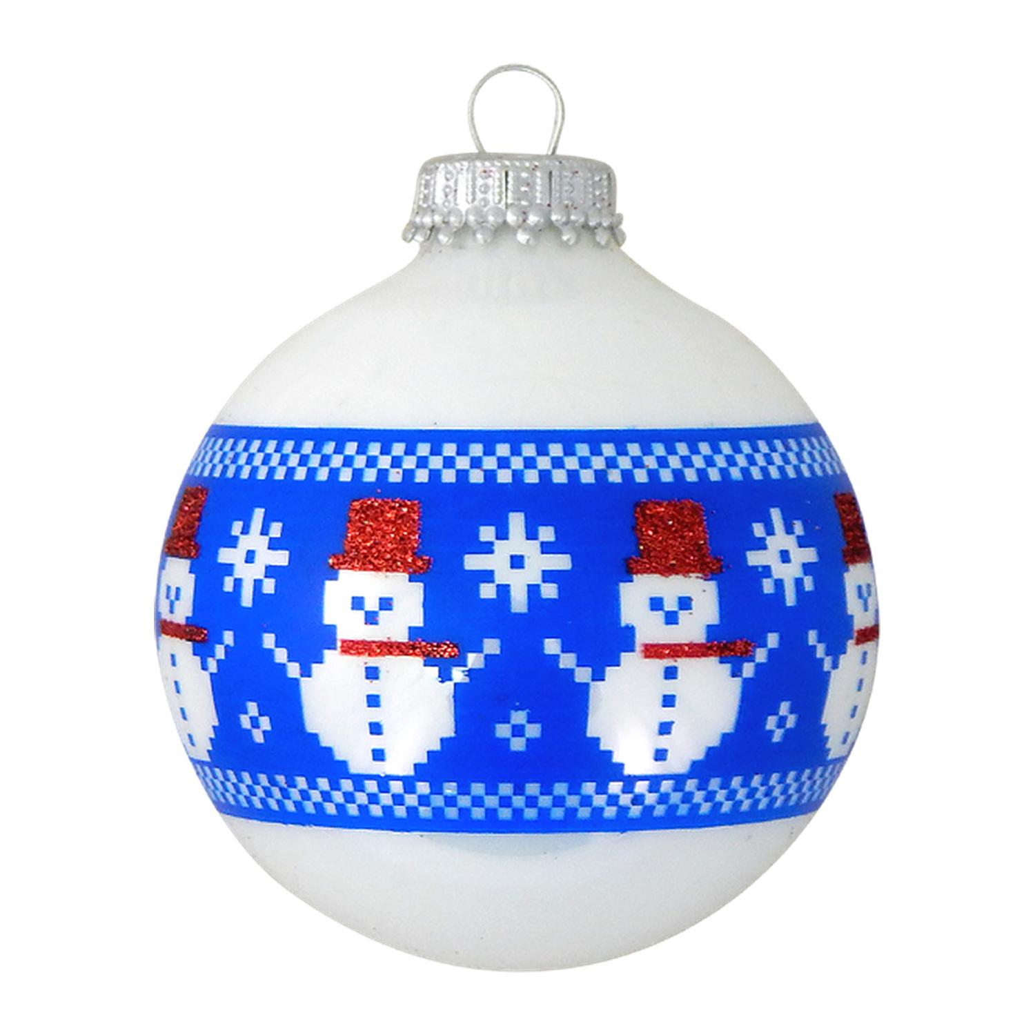Weihnachtskugeln Schneemann N�hoptik Blau 7cm