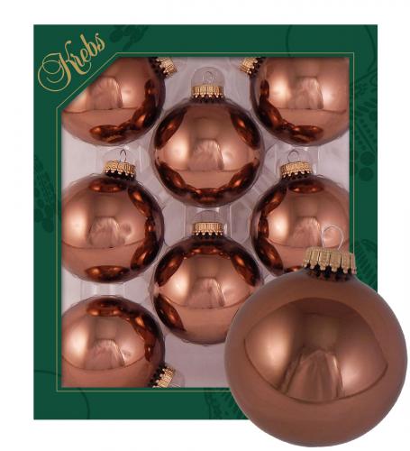 Weihnachtskugeln Uni-Design Glanz Akazien Braun 7cm