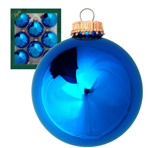 Blau glnzend 7cm Glaskugeln uni