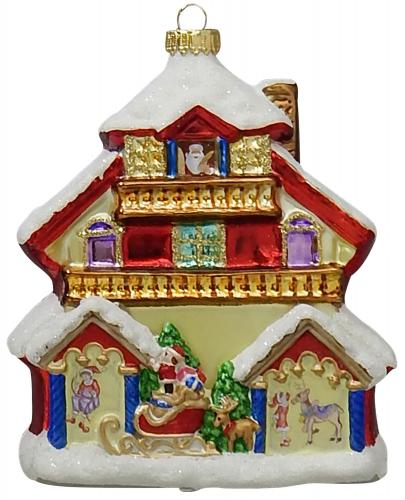 Santa's House 15cm, Glasornament, mundgeblasen und handekoriert