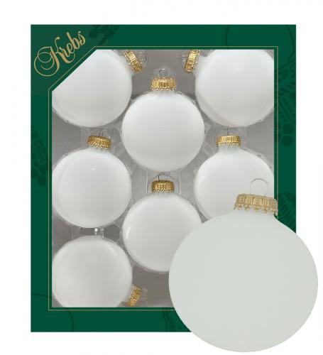 Weihnachtskugeln Uni-Design Matt Frost Gold Kr�nchen Wei� 7cm