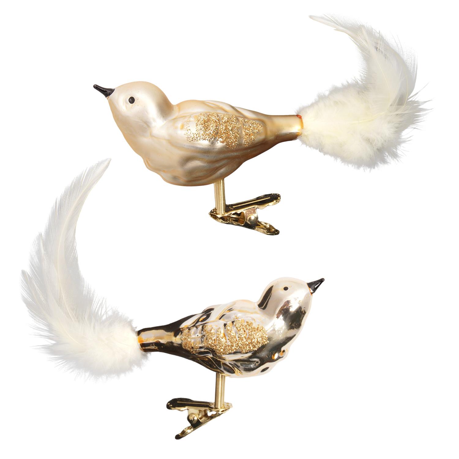 Baumschmuck Winterv�gel Goldfarbig 9cm