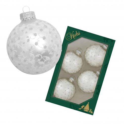 Weihnachtskugeln Glitterranken Silberfarbig 7cm