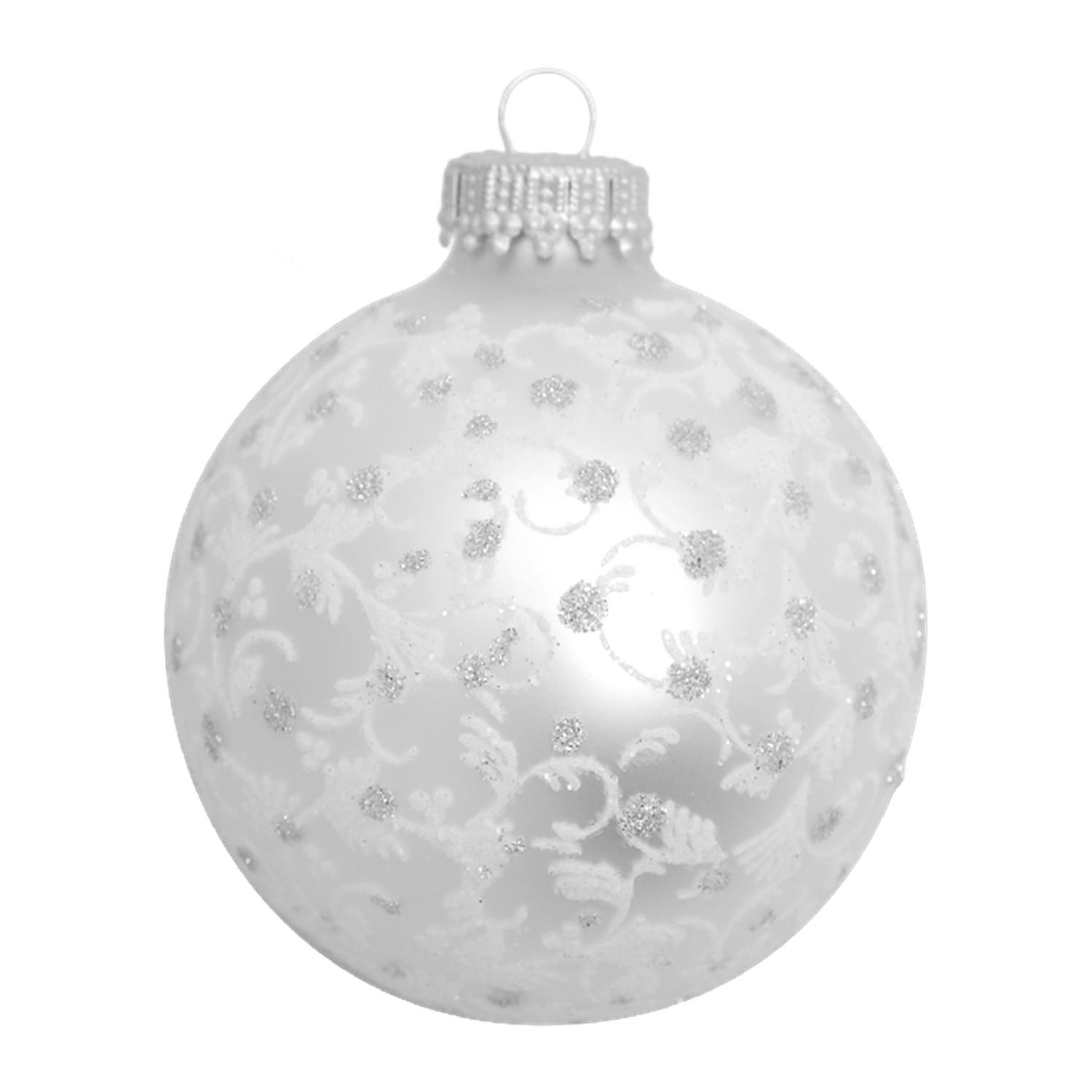 Weihnachtskugeln Glitterranken Silberfarbig 7cm