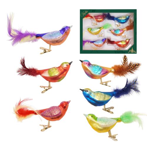 Baumschmuck Fantasie-Glasvgel Mehrfarbig 9cm