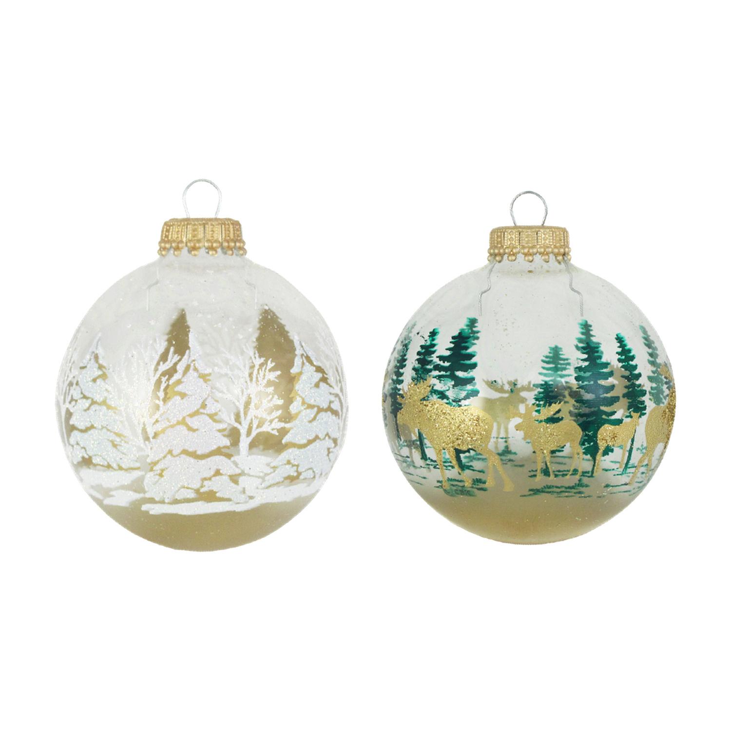 Weihnachtskugeln Elche im Winterwald Transparent 7cm