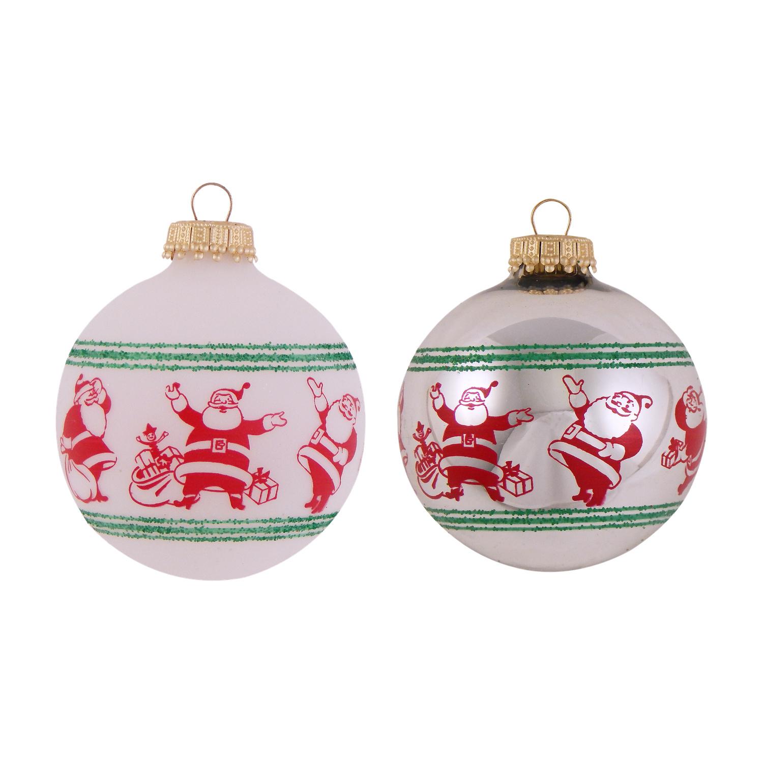 Weihnachtskugeln Tanzender Santa Silberfarbig 7cm