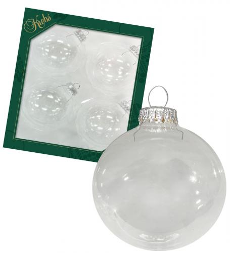 Weihnachtskugeln Uni-Design Silber Kr�nchen Transparent 8cm