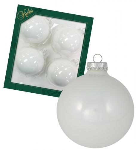 Weihnachtskugeln Uni-Design Glanz Silber Kr�nchen Wei� 8cm