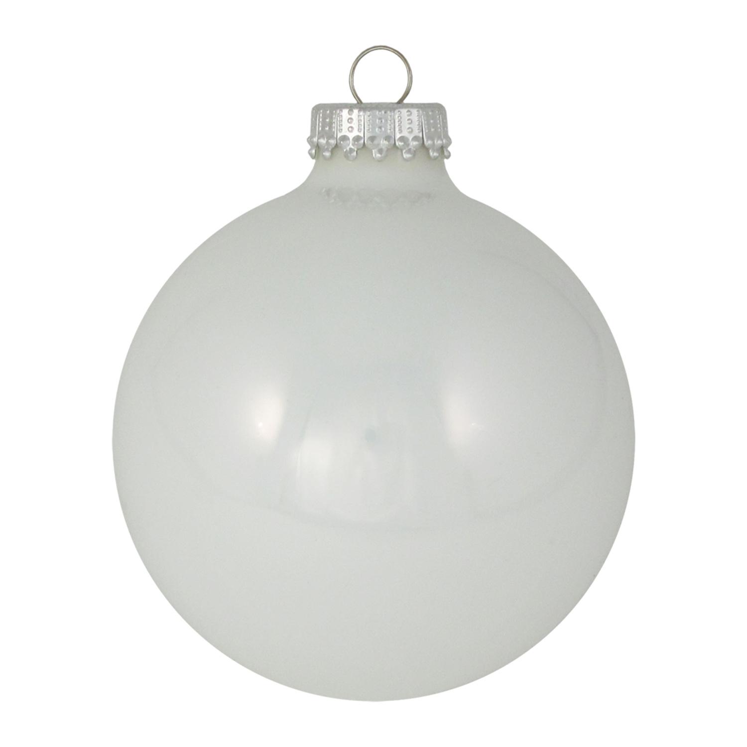 Weihnachtskugeln Uni-Design Glanz Silber Kr�nchen Wei� 8cm