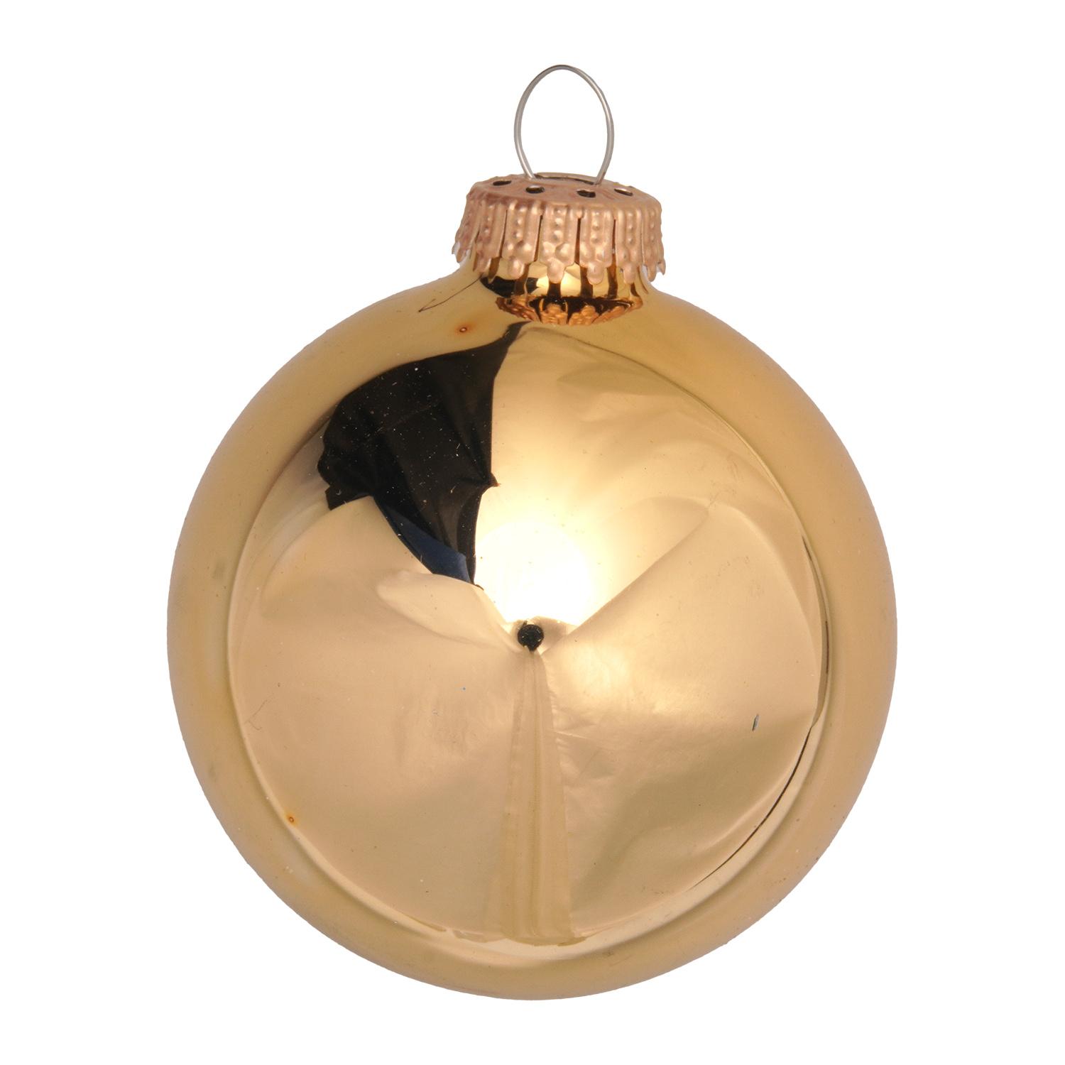 Weihnachtskugeln Uni-Design Glanz Azteken Goldfarbig 8cm